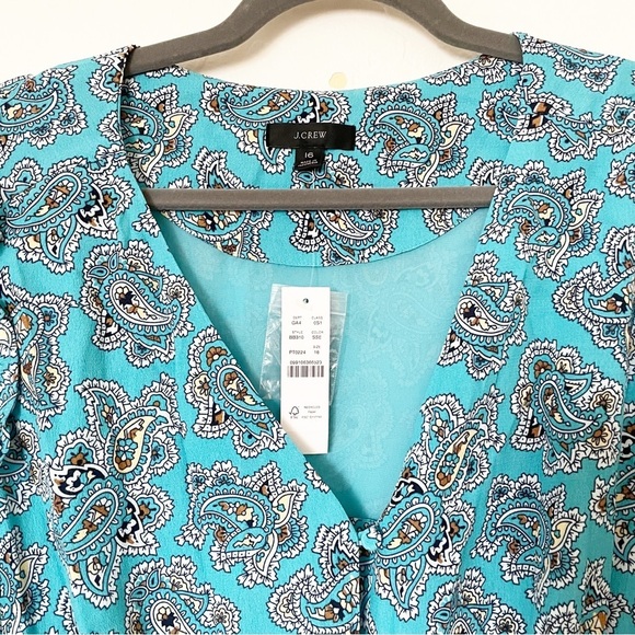 New. J. Crew Fall Midi Paisley Puff Sleeve Button Up Dress Size 16 - Picture 5 of 9
